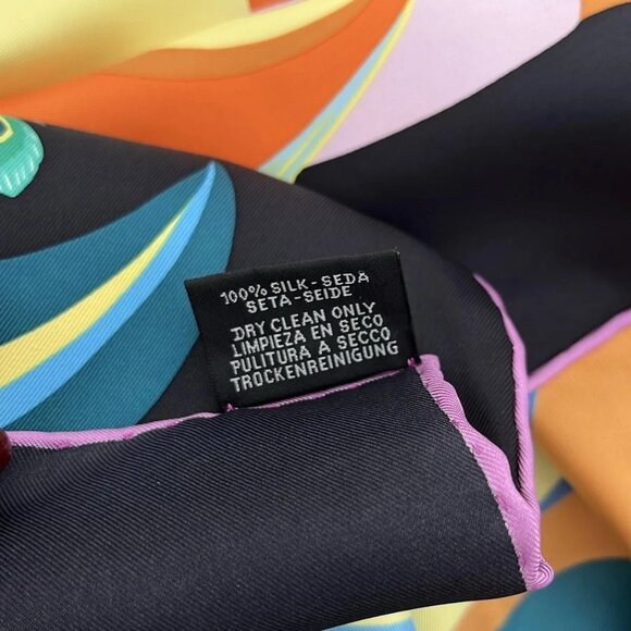 HERMES Carre 90 Black Multicolor Scarf 529-071225 - Picture 5 of 6